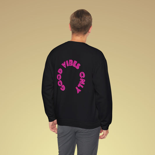 Good vibes only Neon Pink Backprint Sweatshirt