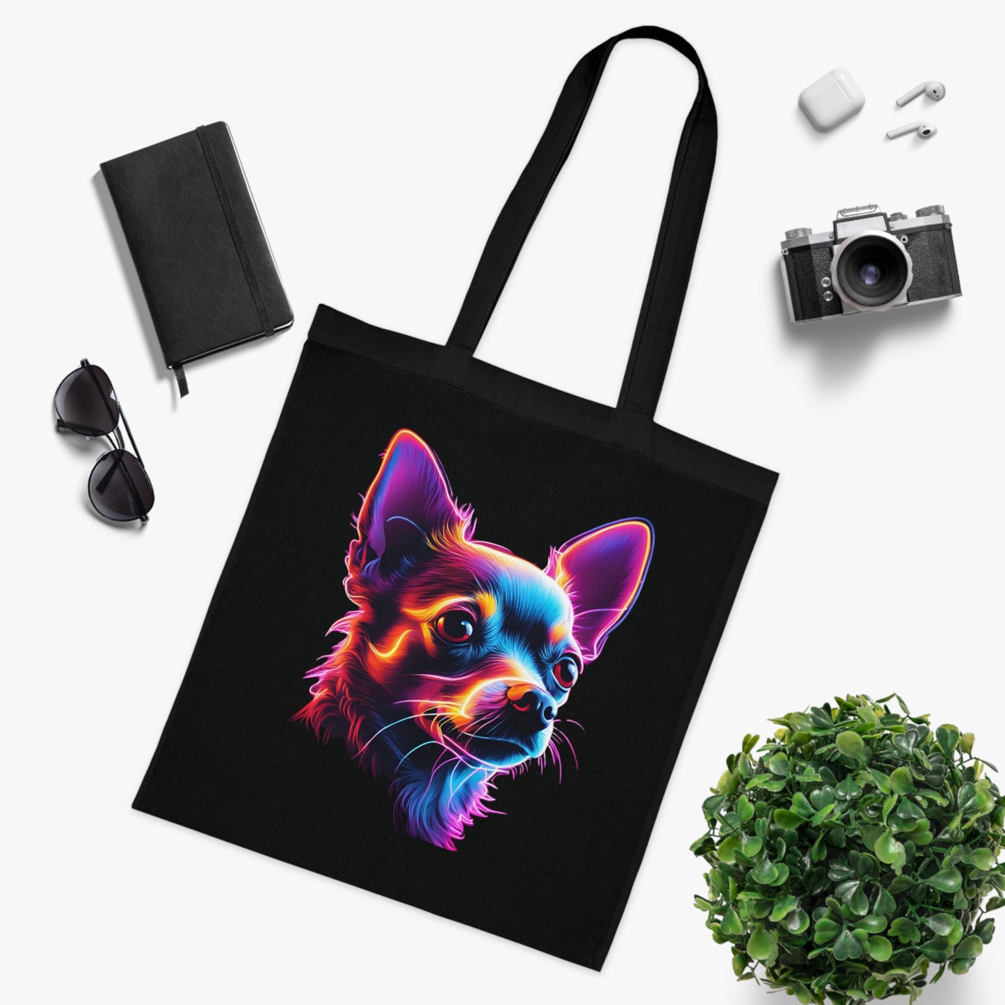 Chihuaha Neon Baumwoll Tasche