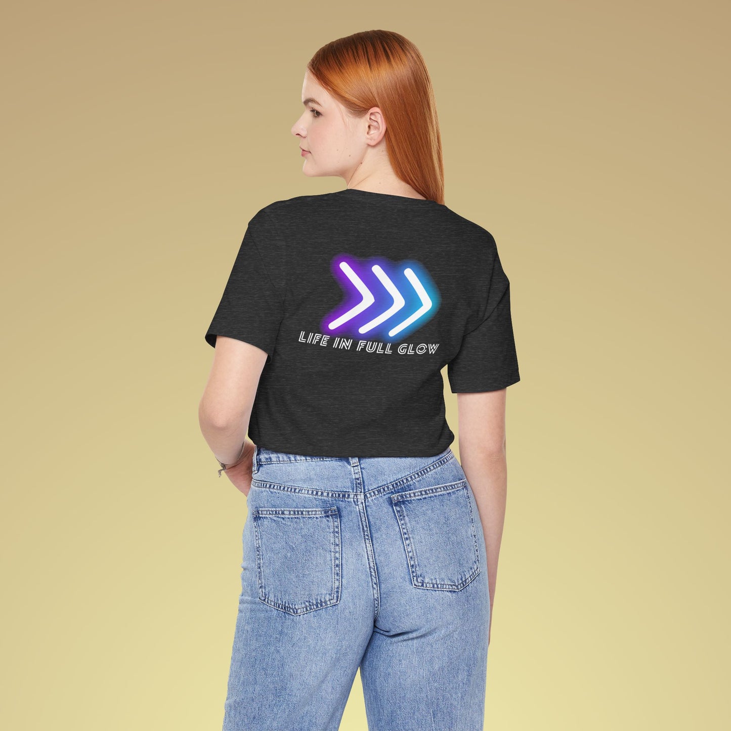 Life In Full Glow Neon Baumwoll T-Shirt Backprint
