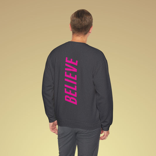 Believe Neon Pink Backprint Sweatshirt
