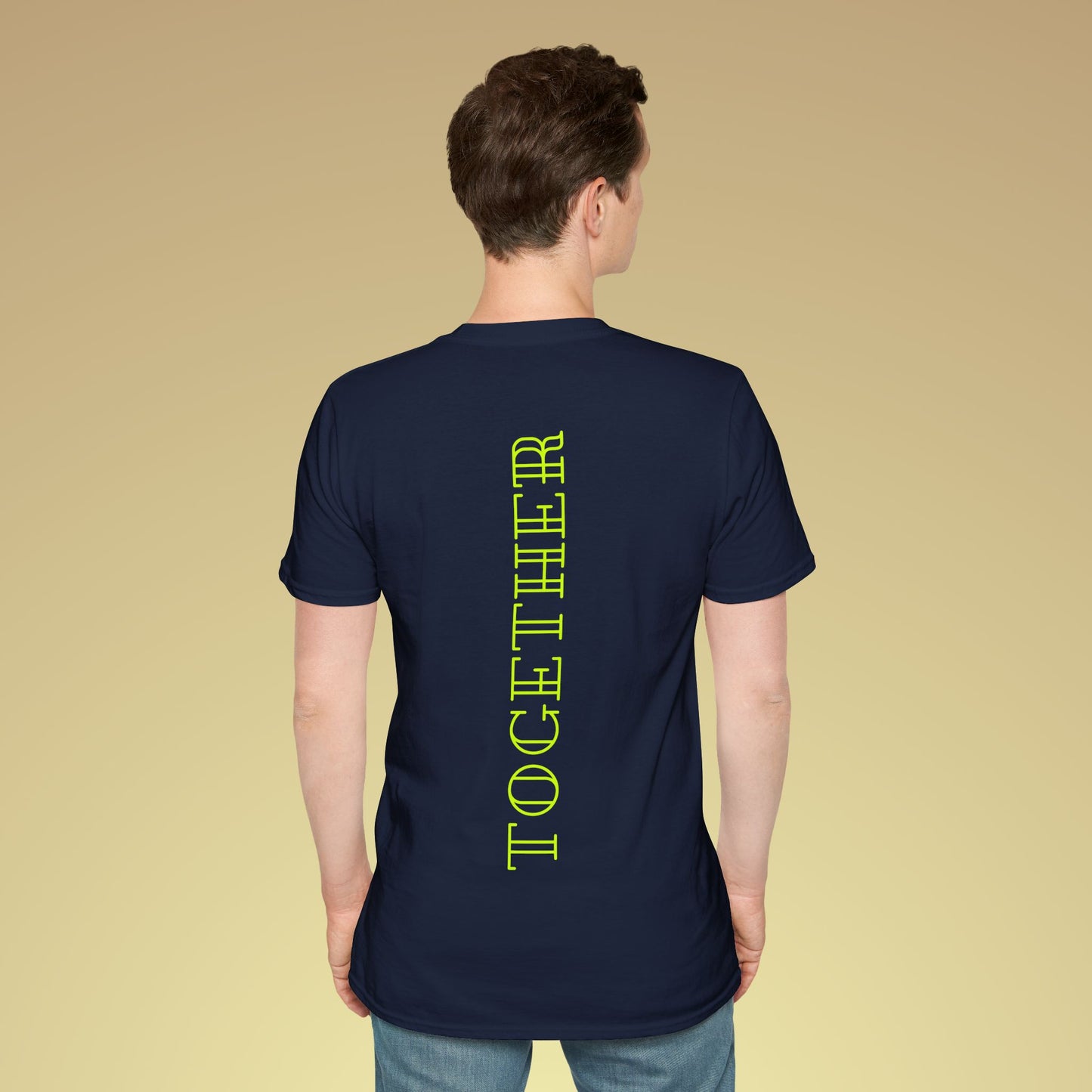 Together Neon Gelb Backprint Baumwoll T-Shirt Softstyle