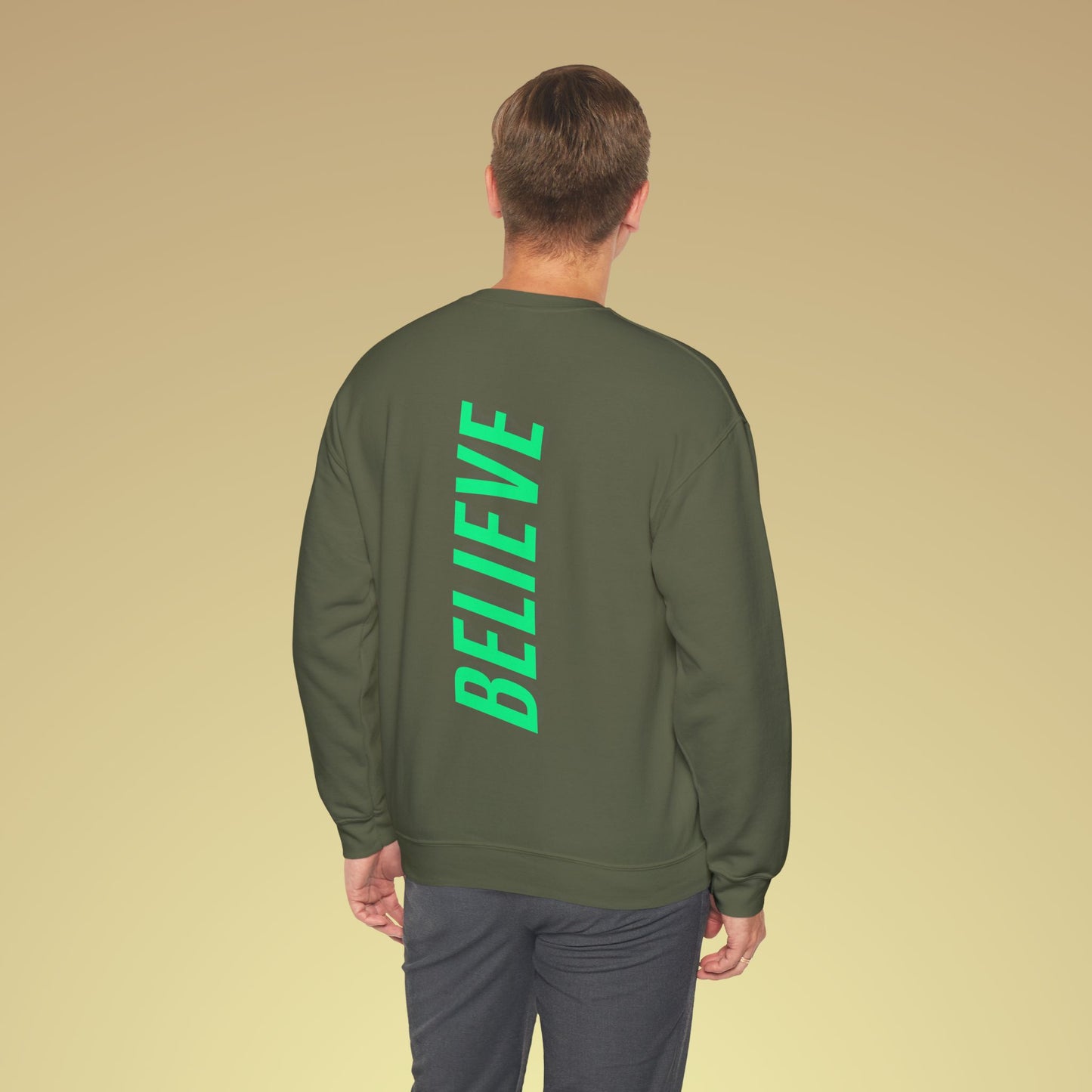 Believe Neon Grün Backprint Sweatshirt