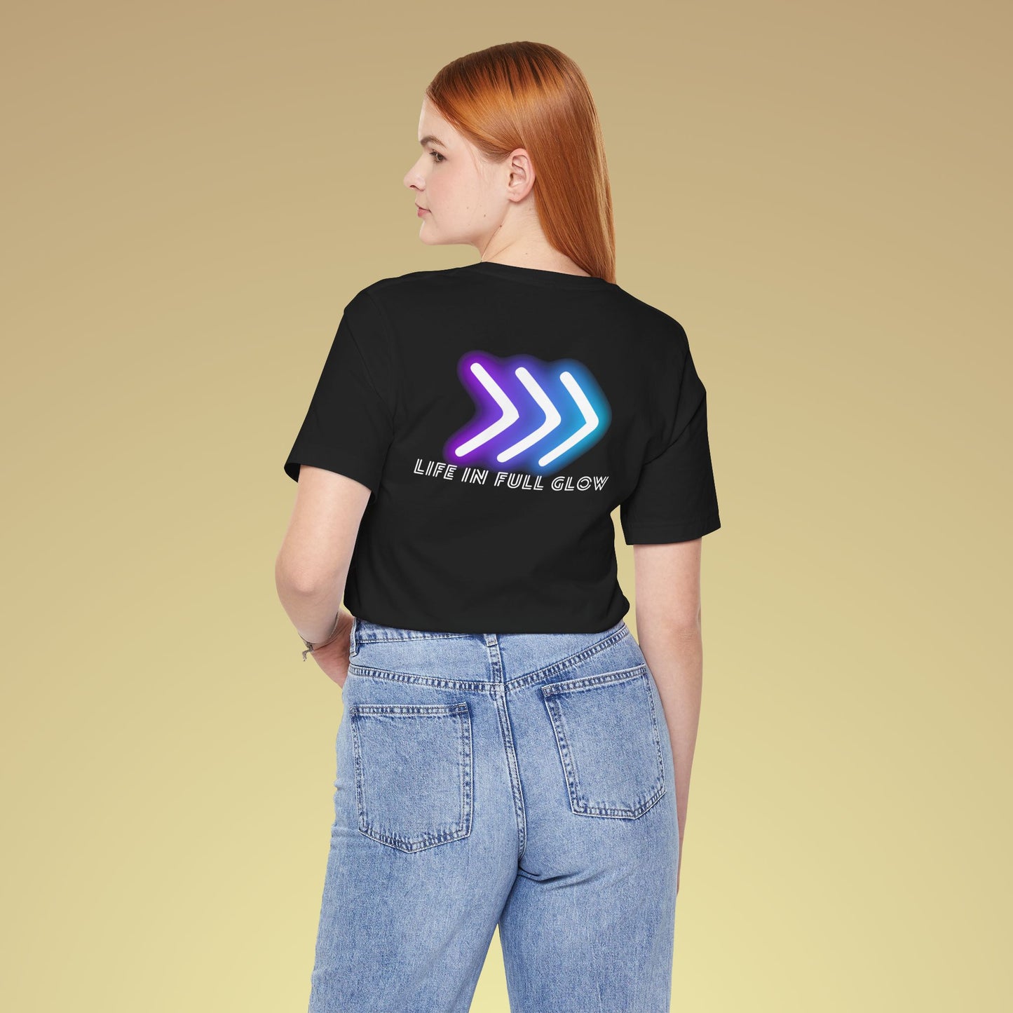 Life In Full Glow Neon Baumwoll T-Shirt Backprint