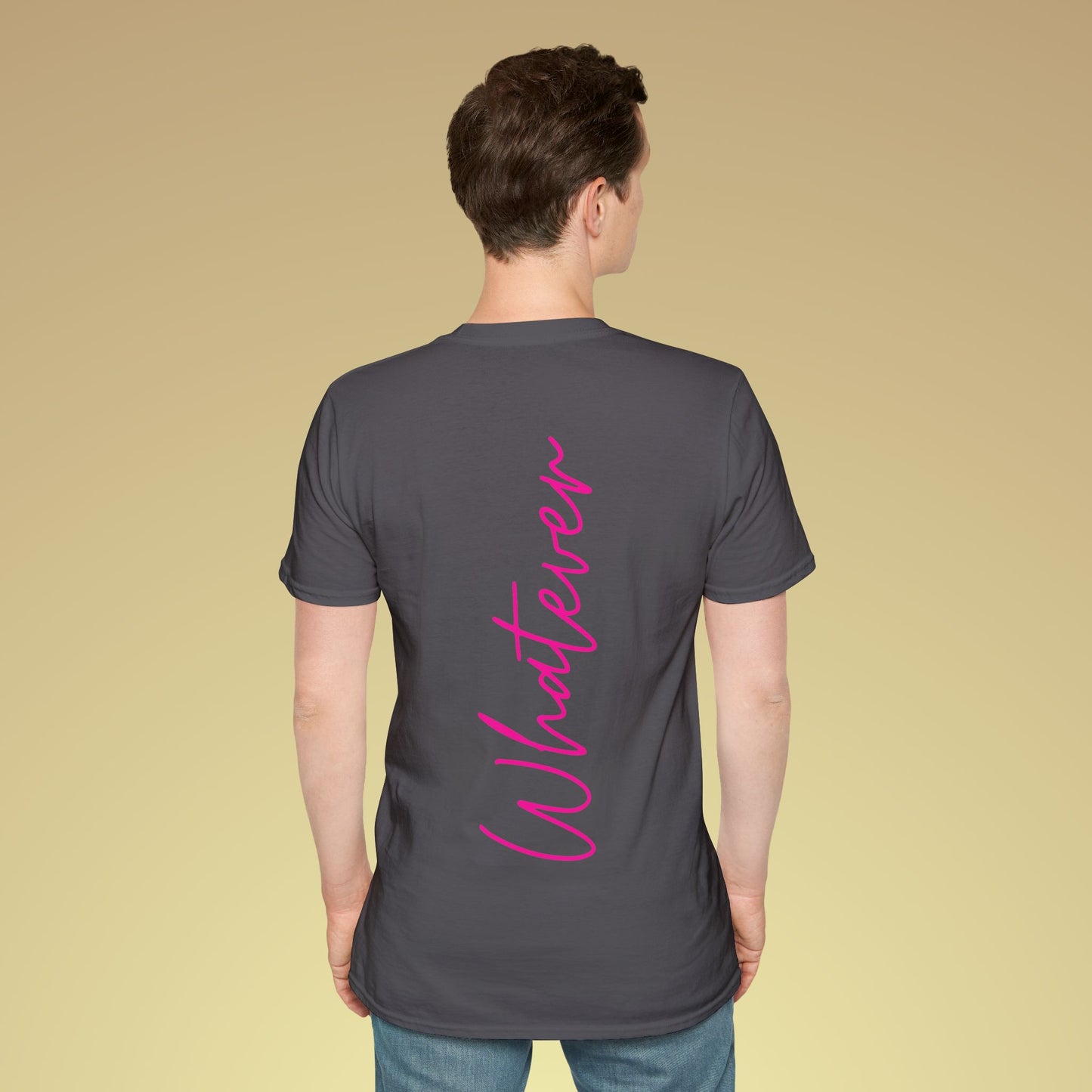 Whatever Neon Pink Backprint Baumwoll T-Shirt Softstyle