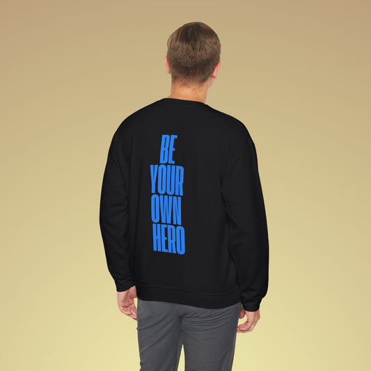 Be your own hero Neon Blau Backprint Sweatshirt