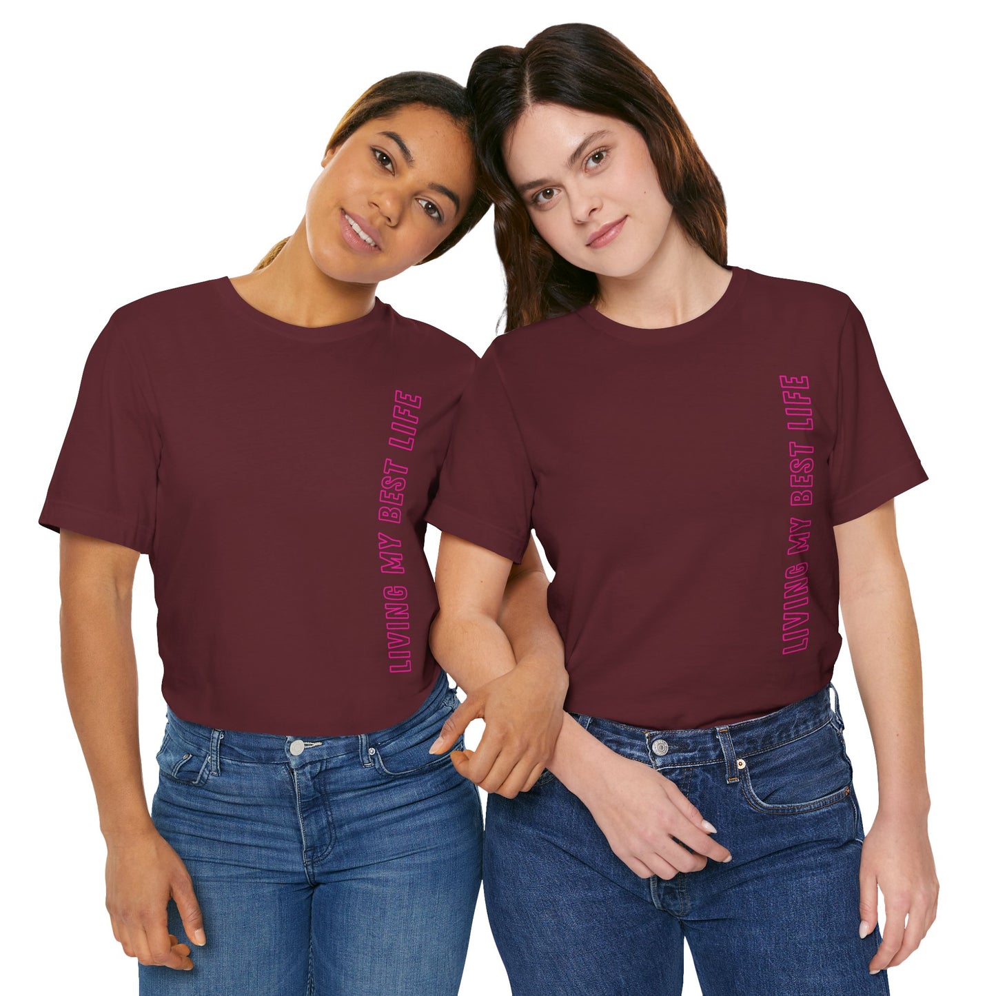 Living my best life Pink Baumwoll T-Shirt