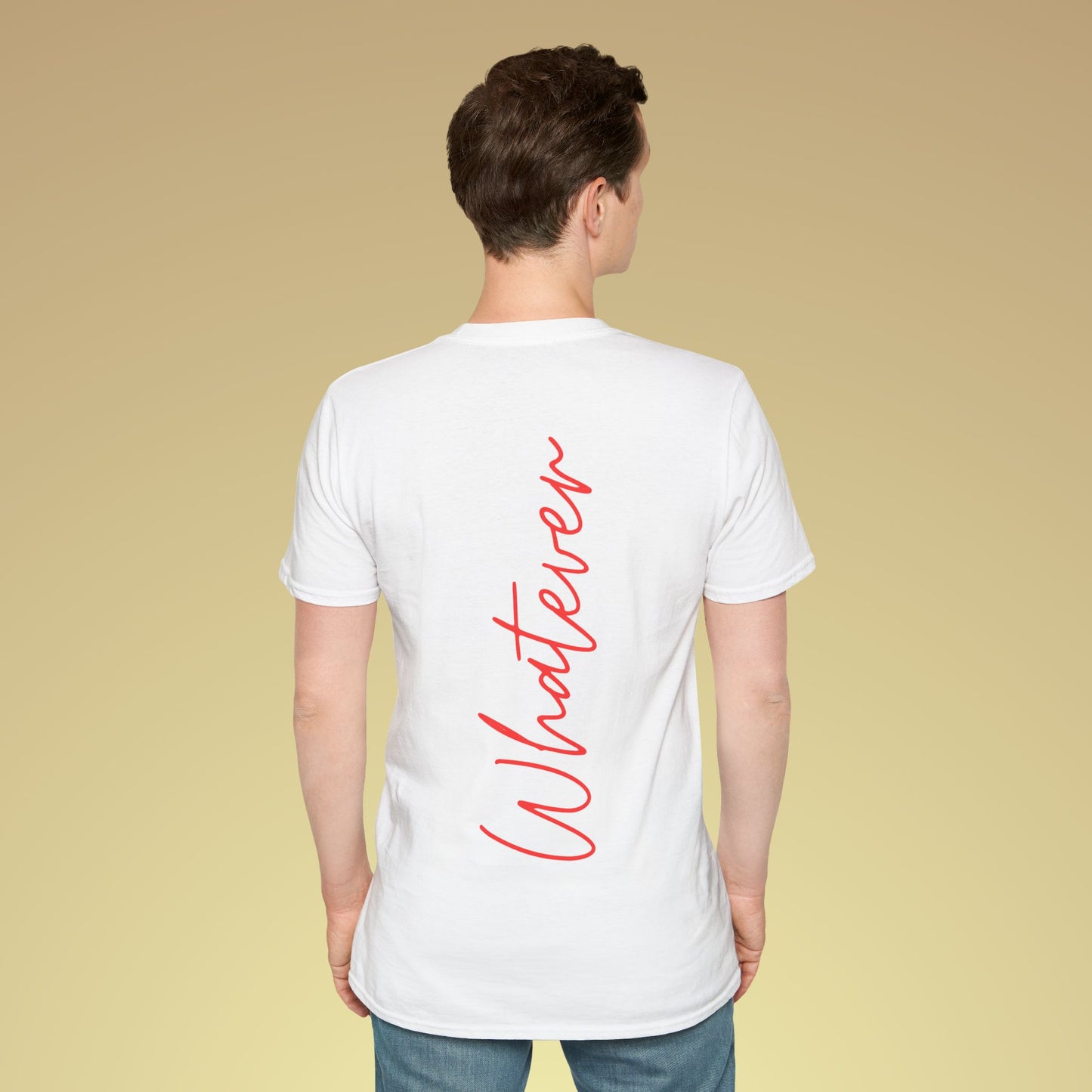 Whatever Neon Orange Backprint Baumwoll T-Shirt Softstyle