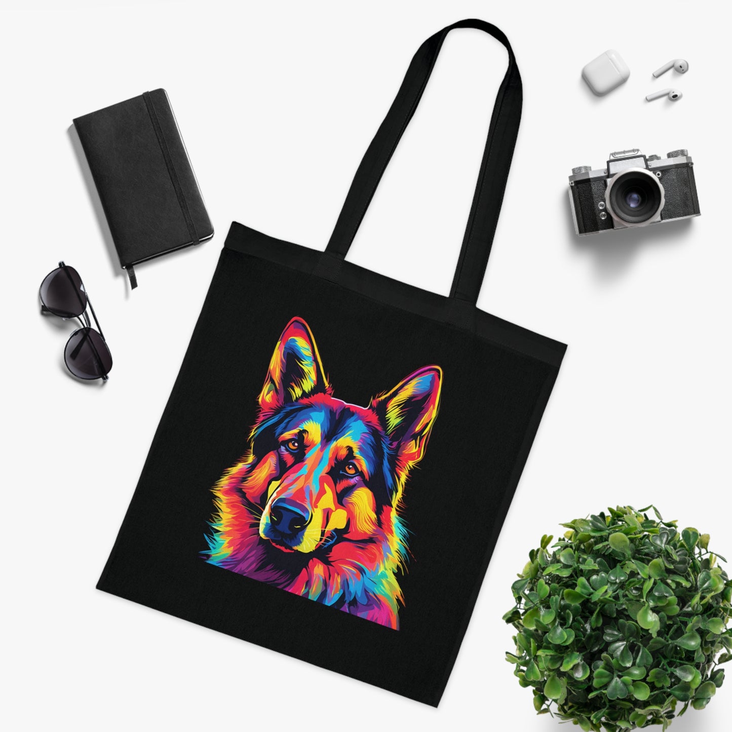 Deutscher Schäferhund Neon Baumwoll Tasche