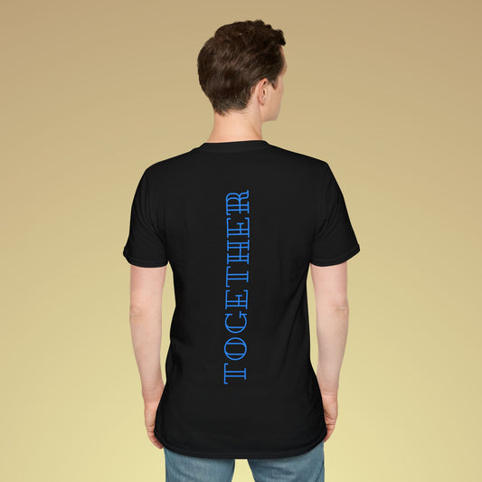 Together Neon Blau Backprint Baumwoll T-Shirt Softstyle