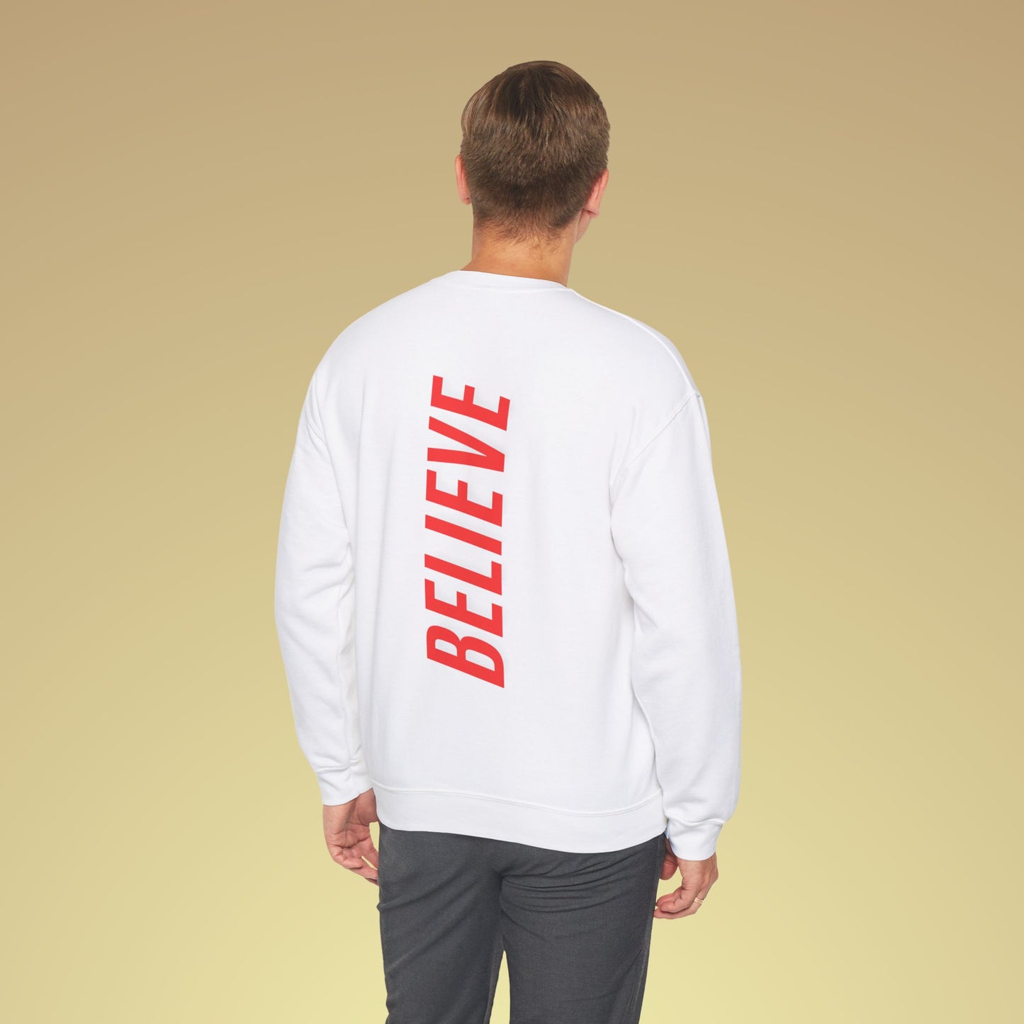 Believe Neon Orange Backprint Sweatshirt