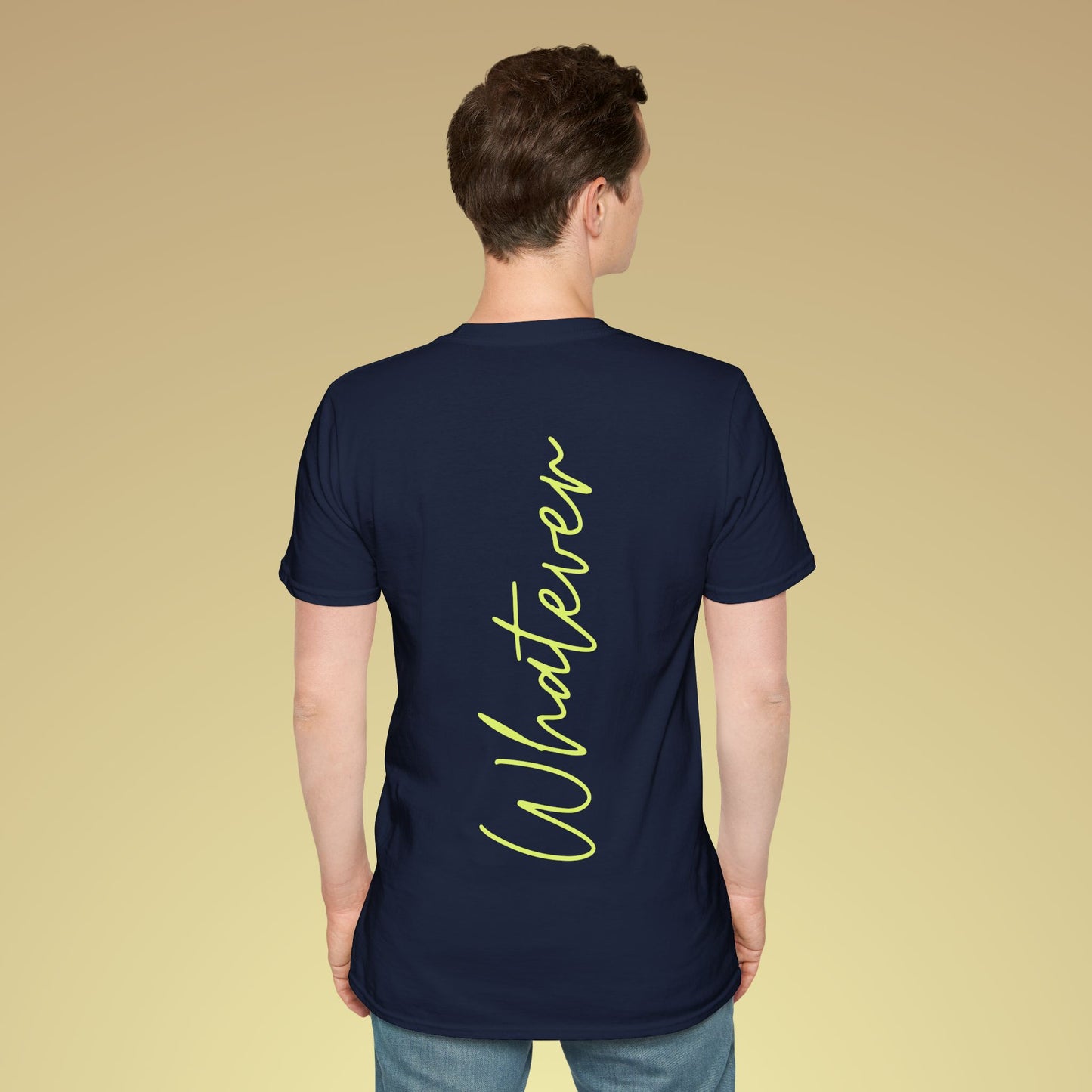 Whatever Neon Gelb Backprint Baumwoll T-Shirt Softstyle