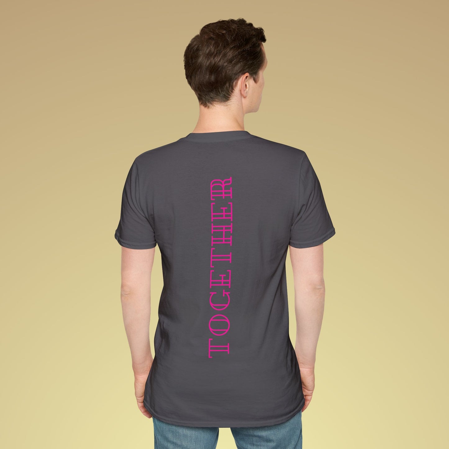 Together Neon Pink Backprint Baumwoll T-Shirt Softstyle