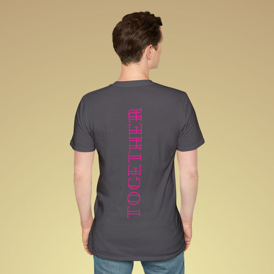 Together Neon Pink Backprint Baumwoll T-Shirt Softstyle