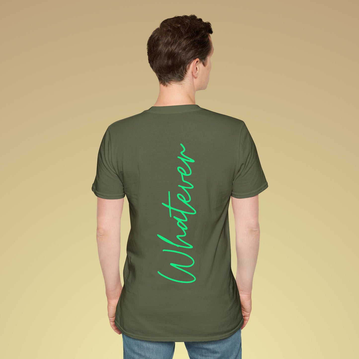 Whatever Neon Grün Backprint Baumwoll T-Shirt Softstyle