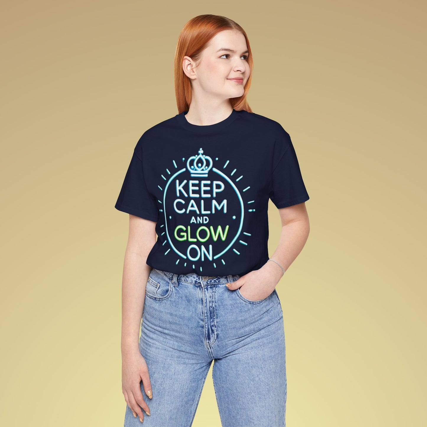 Keep Calm And Glow On Baumwoll T-Shirt