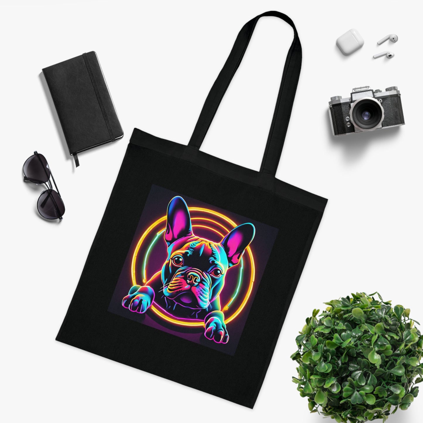 Bulldogge Neon Baumwoll Tasche