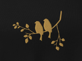 Crop Top – Goldene Stickerei, Zwei Vögel auf Ast, Natur & Eleganz