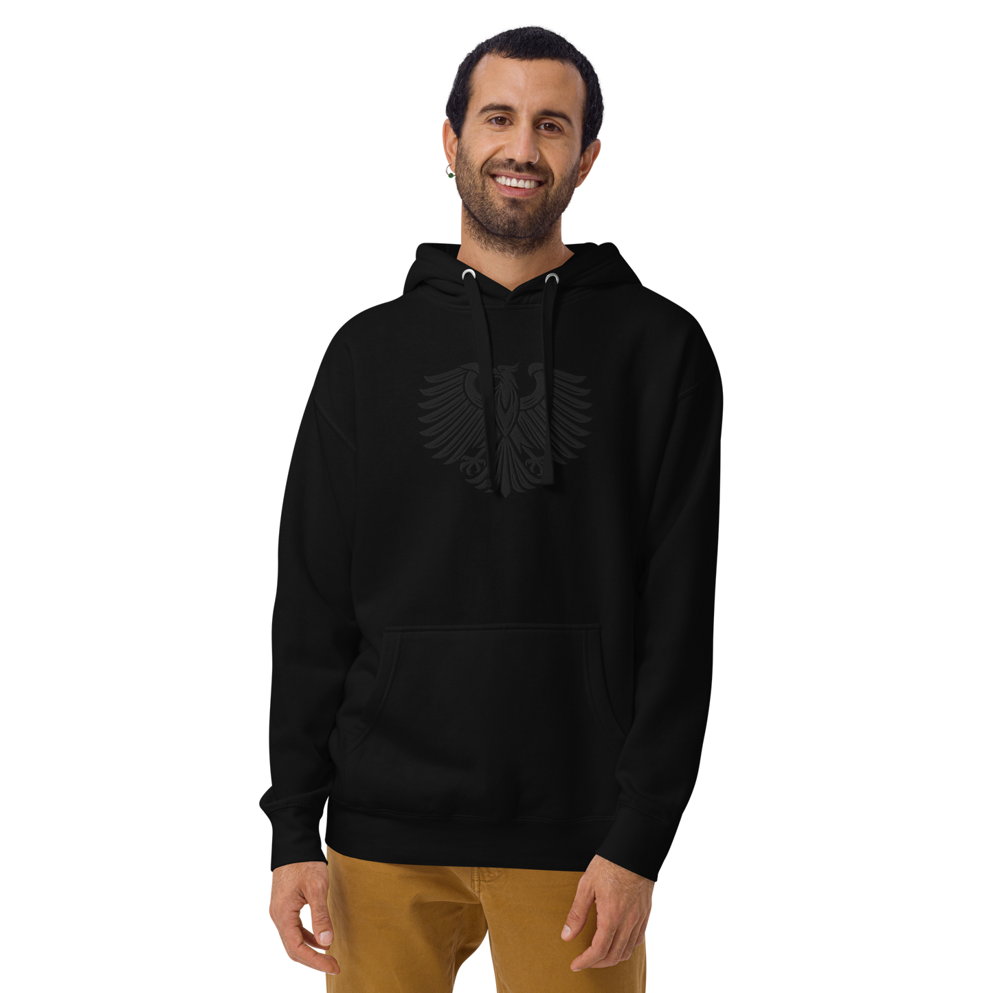 Gestickter schwarzer Adler Premium Hoodie