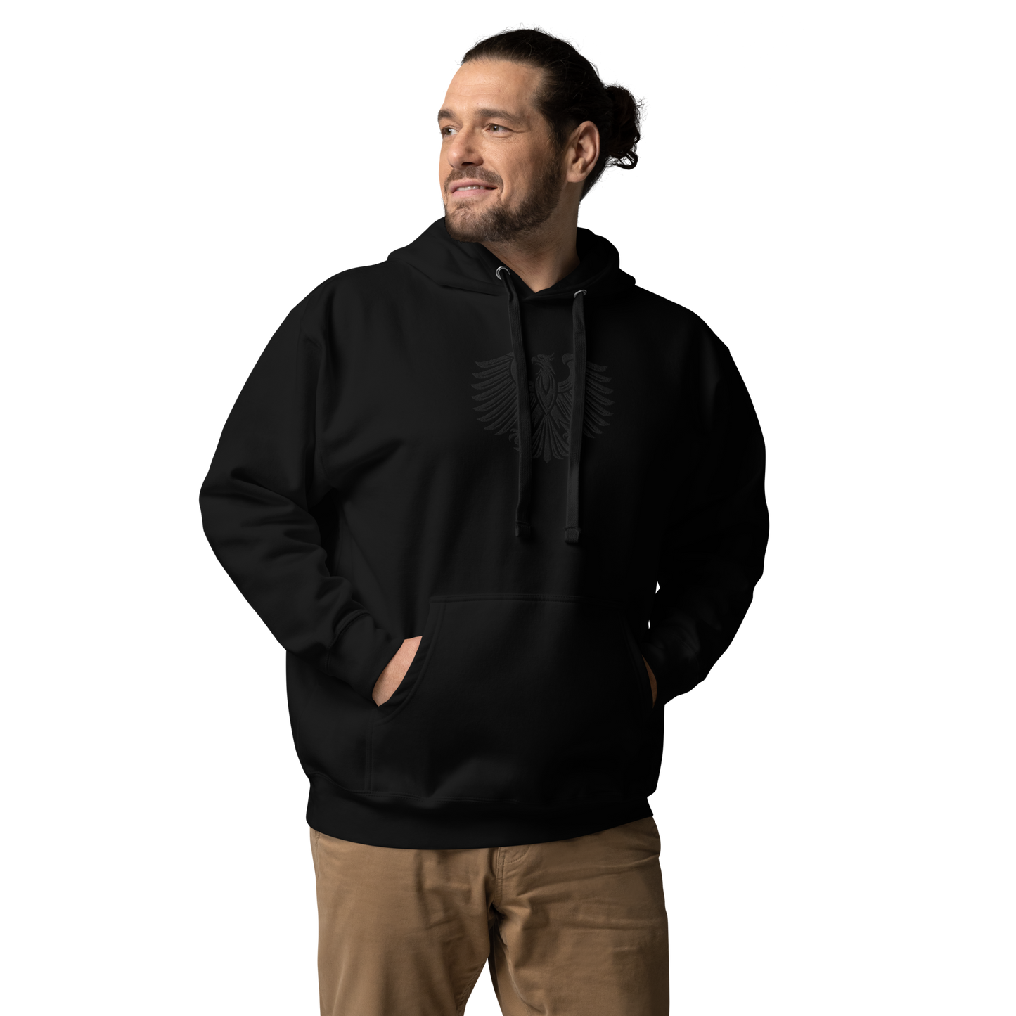 Gestickter schwarzer Adler Premium Hoodie