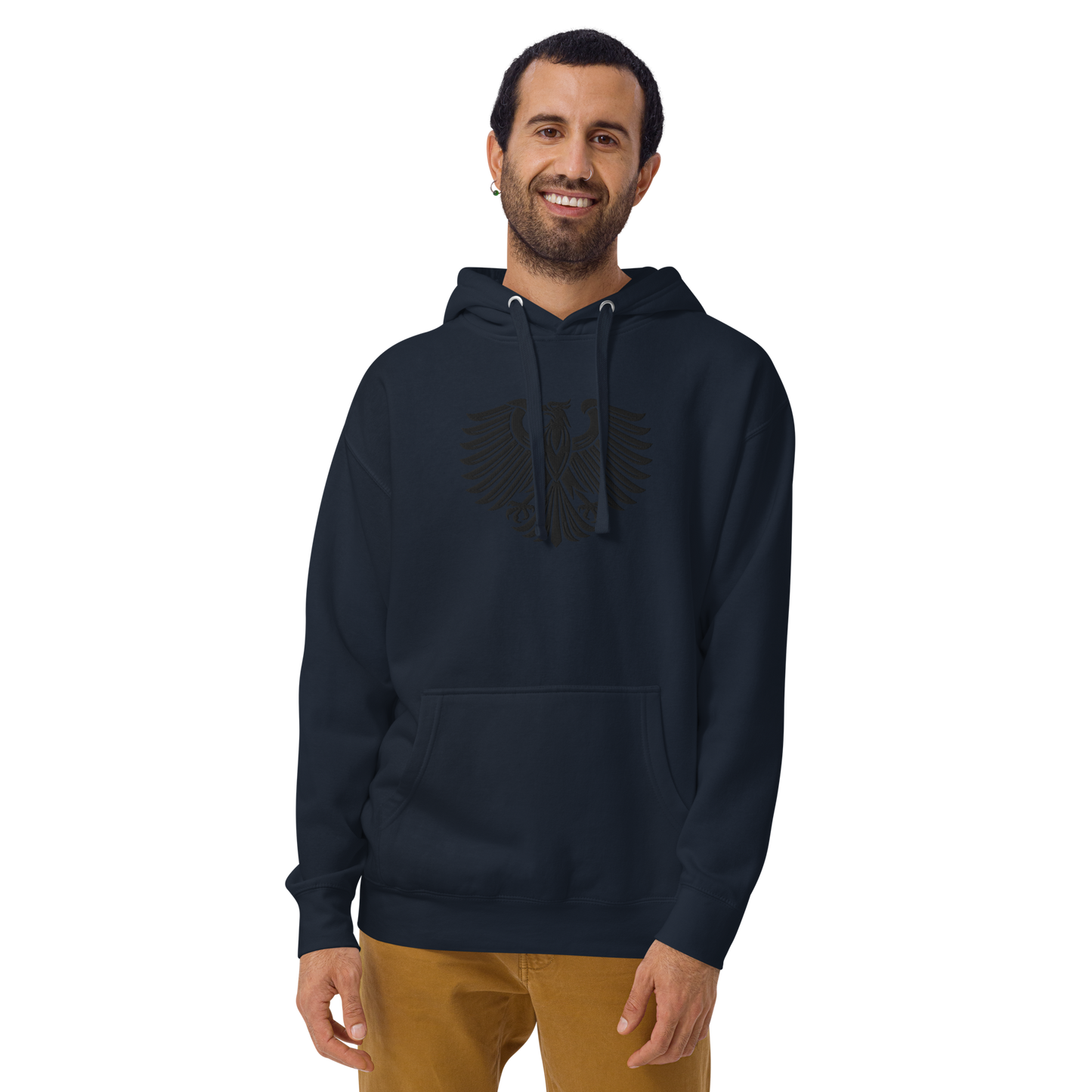 Gestickter schwarzer Adler Premium Hoodie