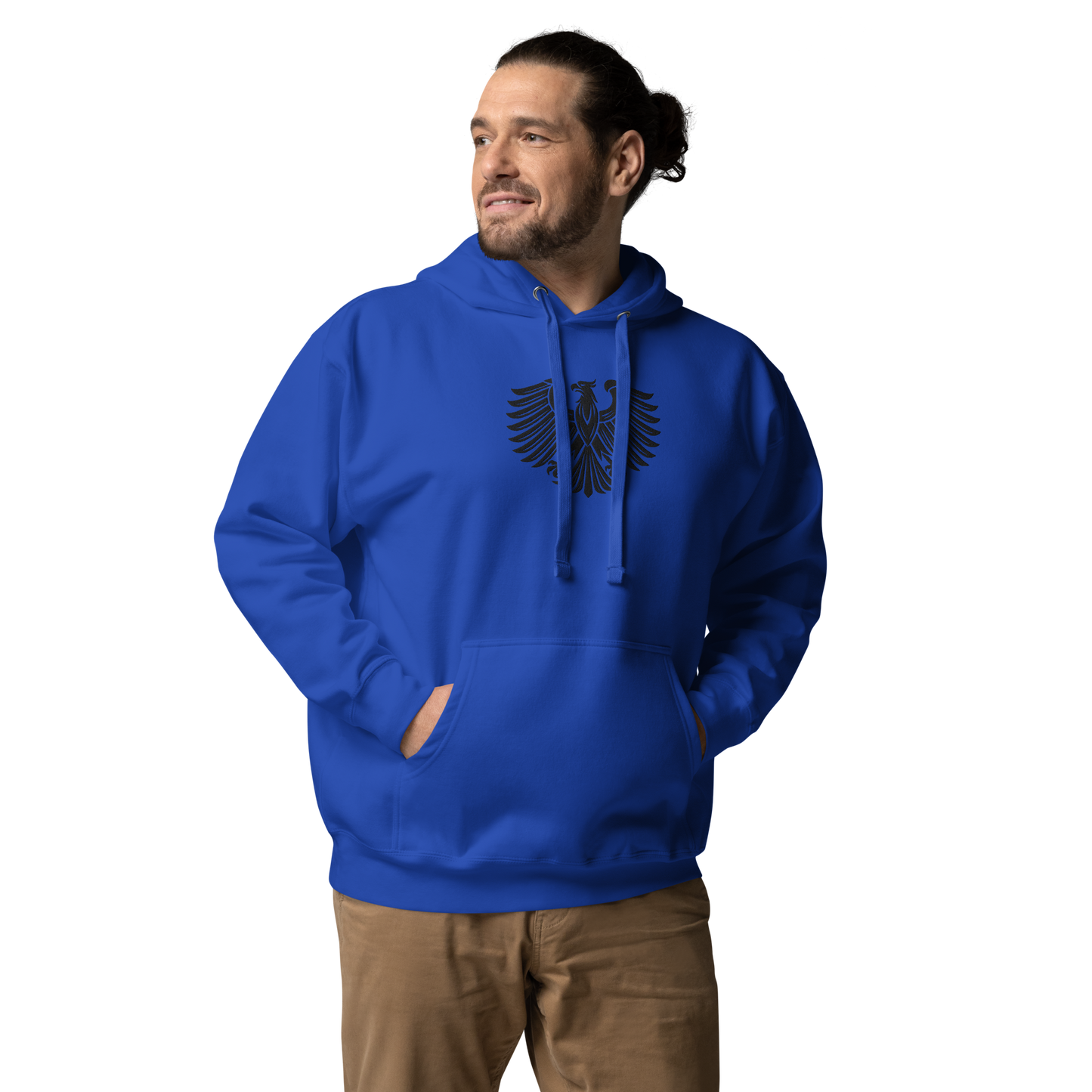 Gestickter schwarzer Adler Premium Hoodie