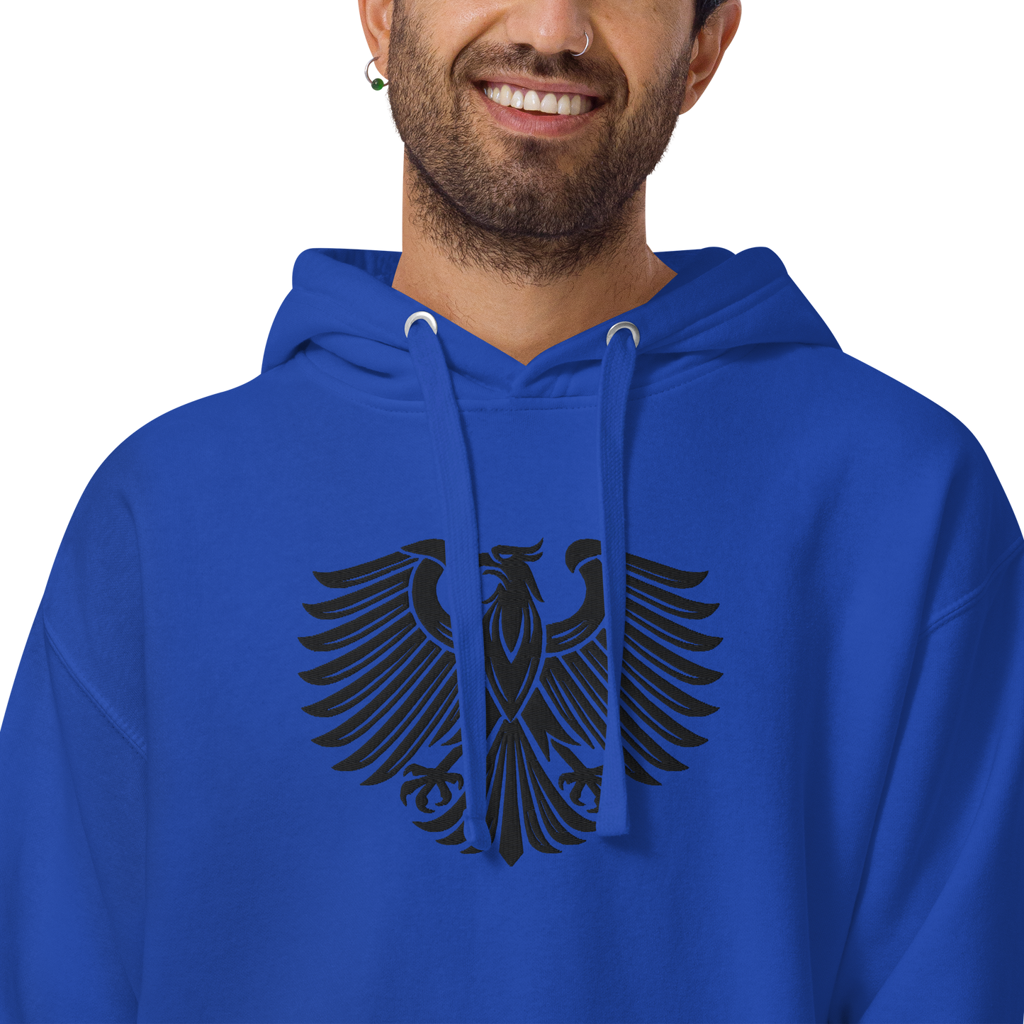 Gestickter schwarzer Adler Premium Hoodie