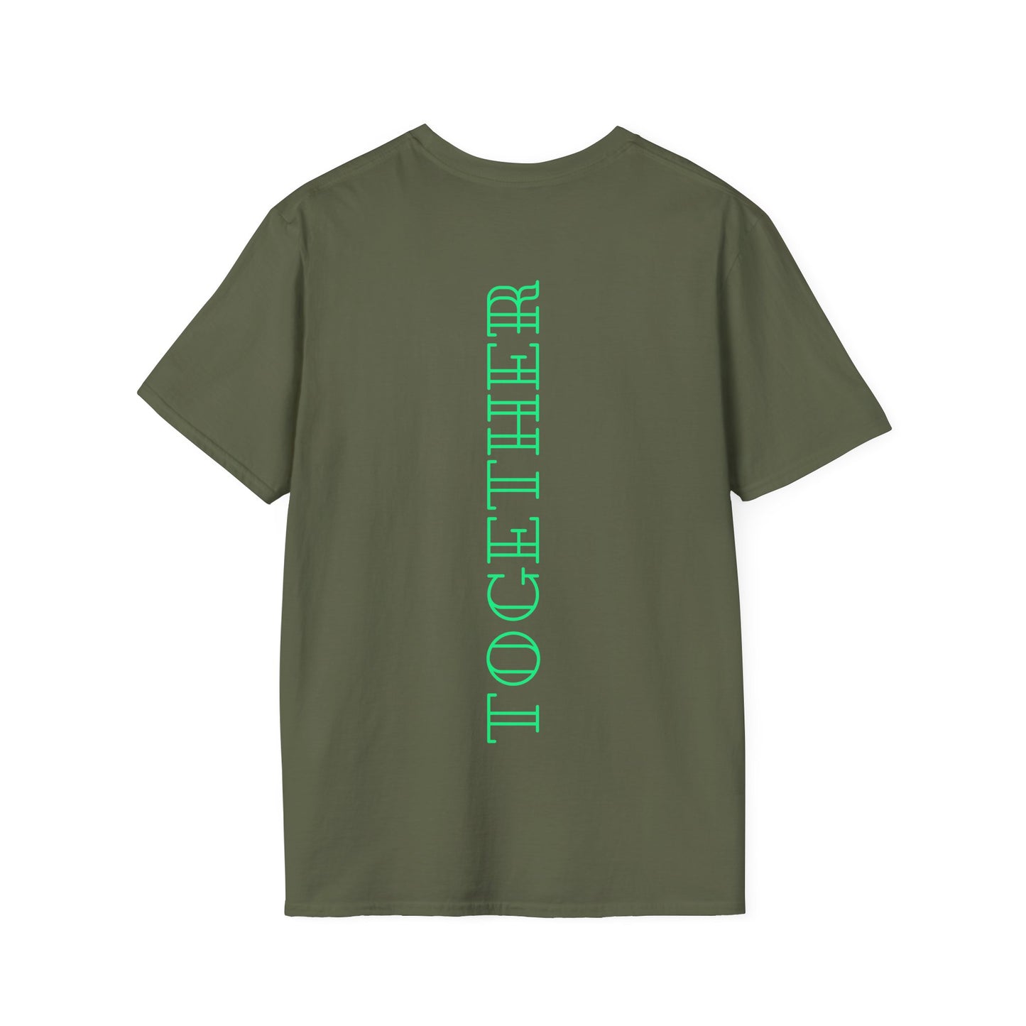 Together Neon Grün Backprint Baumwoll T-Shirt Softstyle