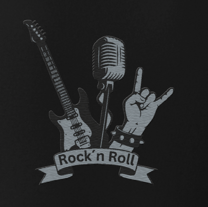 Premium Crop Hoodie – bestickt mit Rock'n'Roll Motiv (Bass, Mikrofon & Handzeichen)
