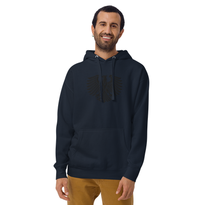 Gestickter schwarzer Adler Premium Hoodie