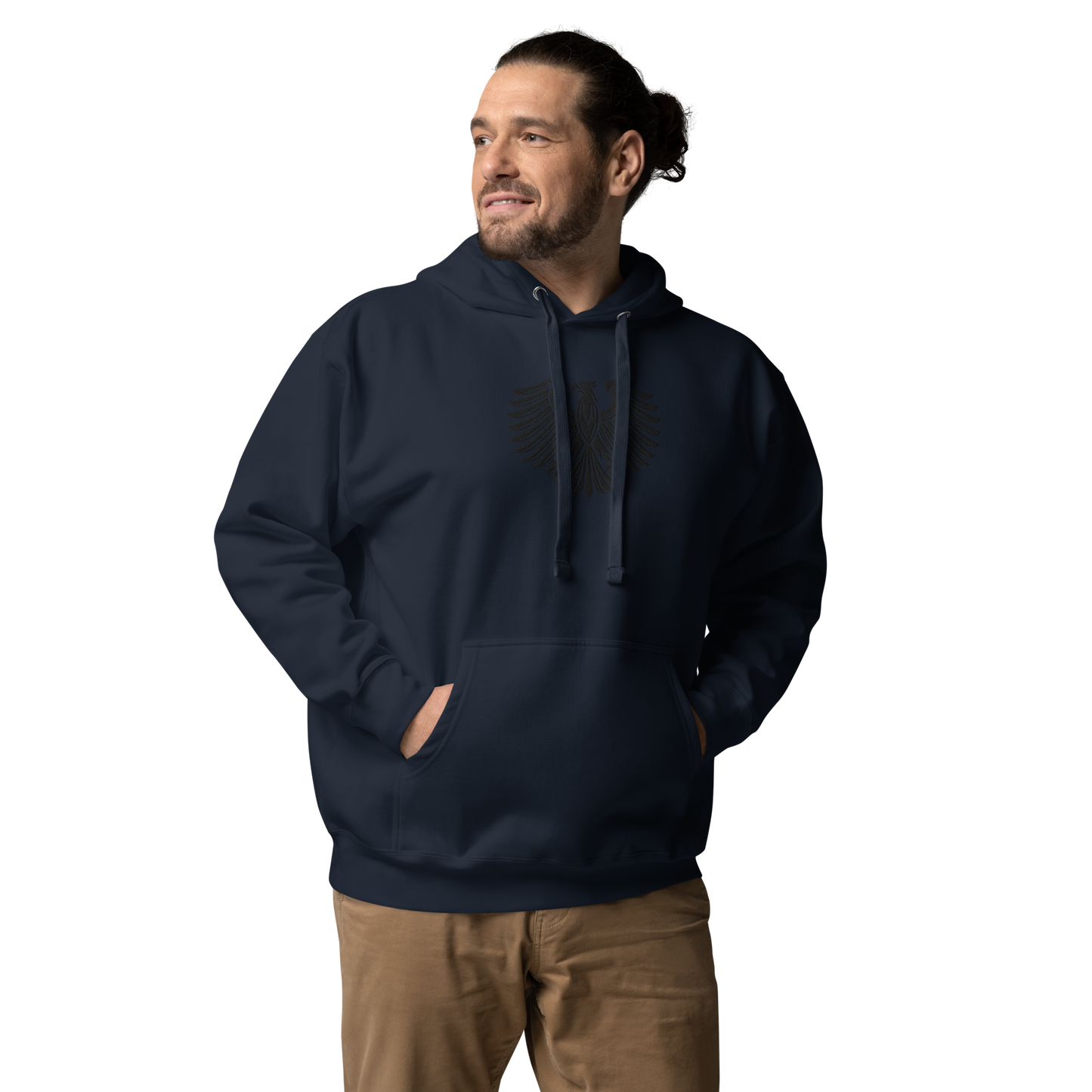 Gestickter schwarzer Adler Premium Hoodie