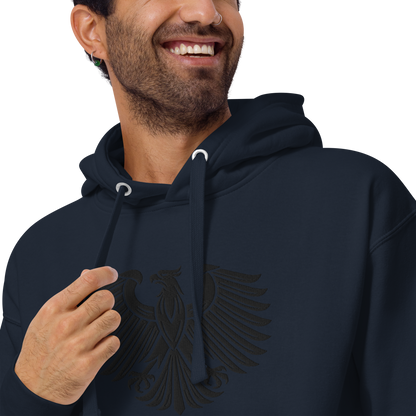 Gestickter schwarzer Adler Premium Hoodie