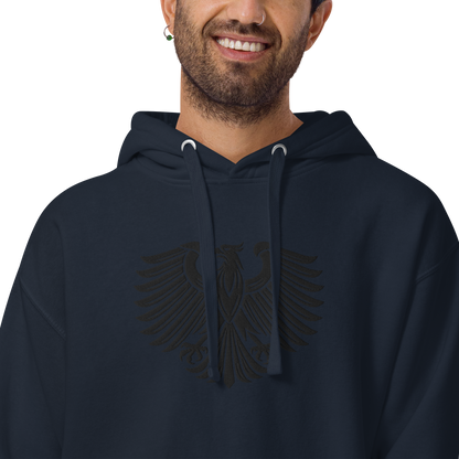 Gestickter schwarzer Adler Premium Hoodie